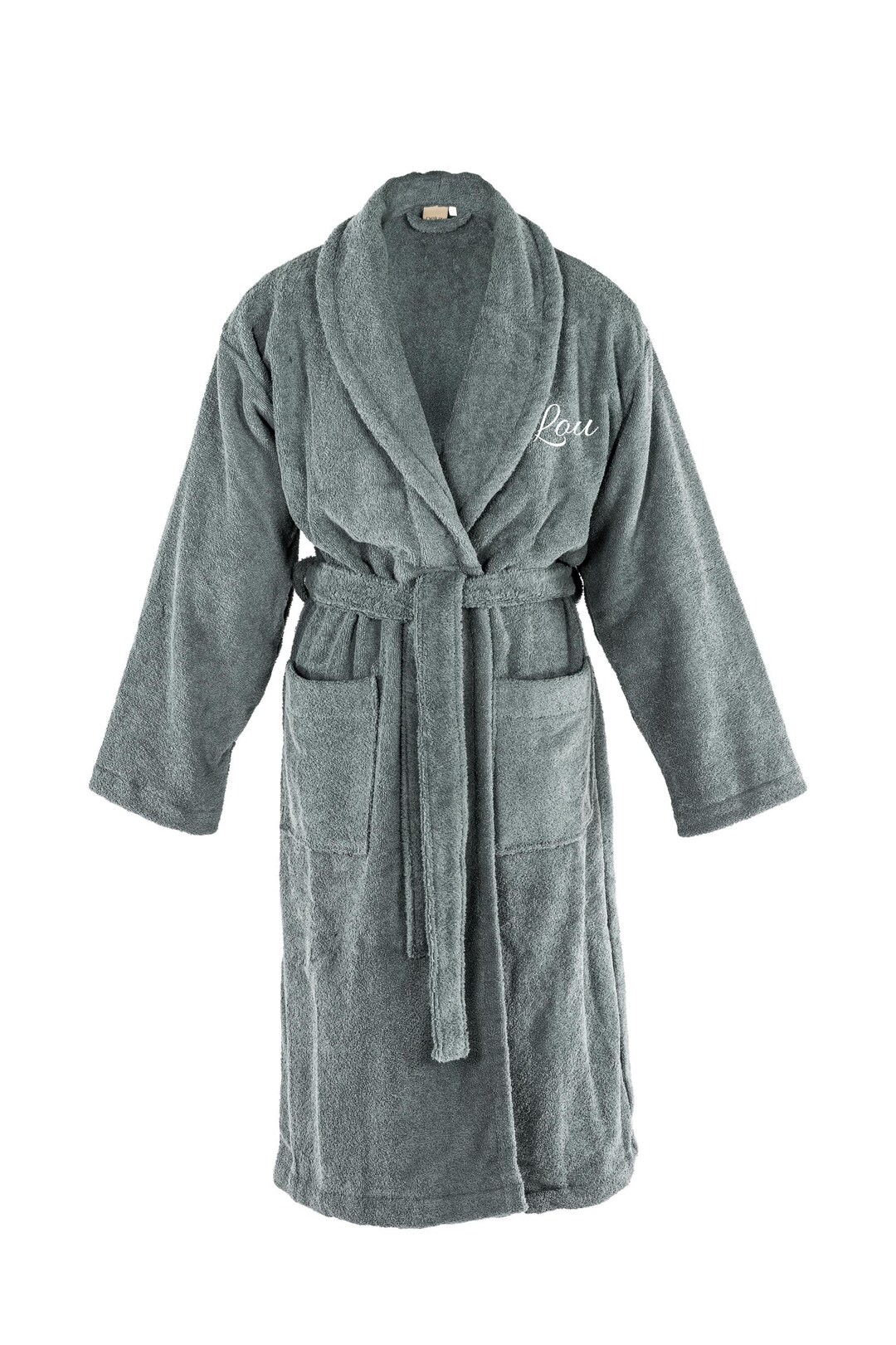 Personalized DELUX Terry Cotton Bathrobe Bathrobe With Name Embroidery Personalized Dressing Gown With Shawl Collar Etsy