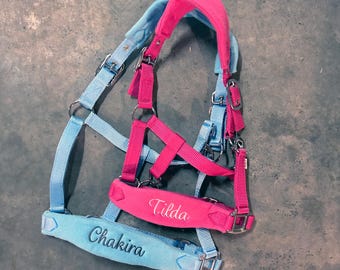 Paardenhalster met naamborduurwerk - gepersonaliseerd paardensporthalster - halster - halster - gepersonaliseerd halster
