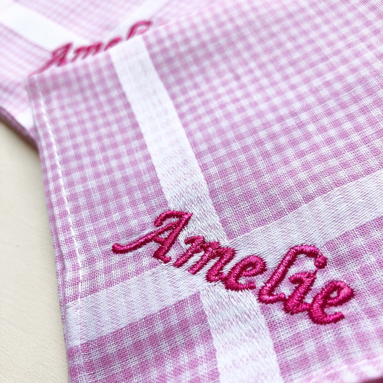 SET of 2 embroidered handkerchiefs - embroidered handkerchiefs - checkered handkerchiefs with name embroidery