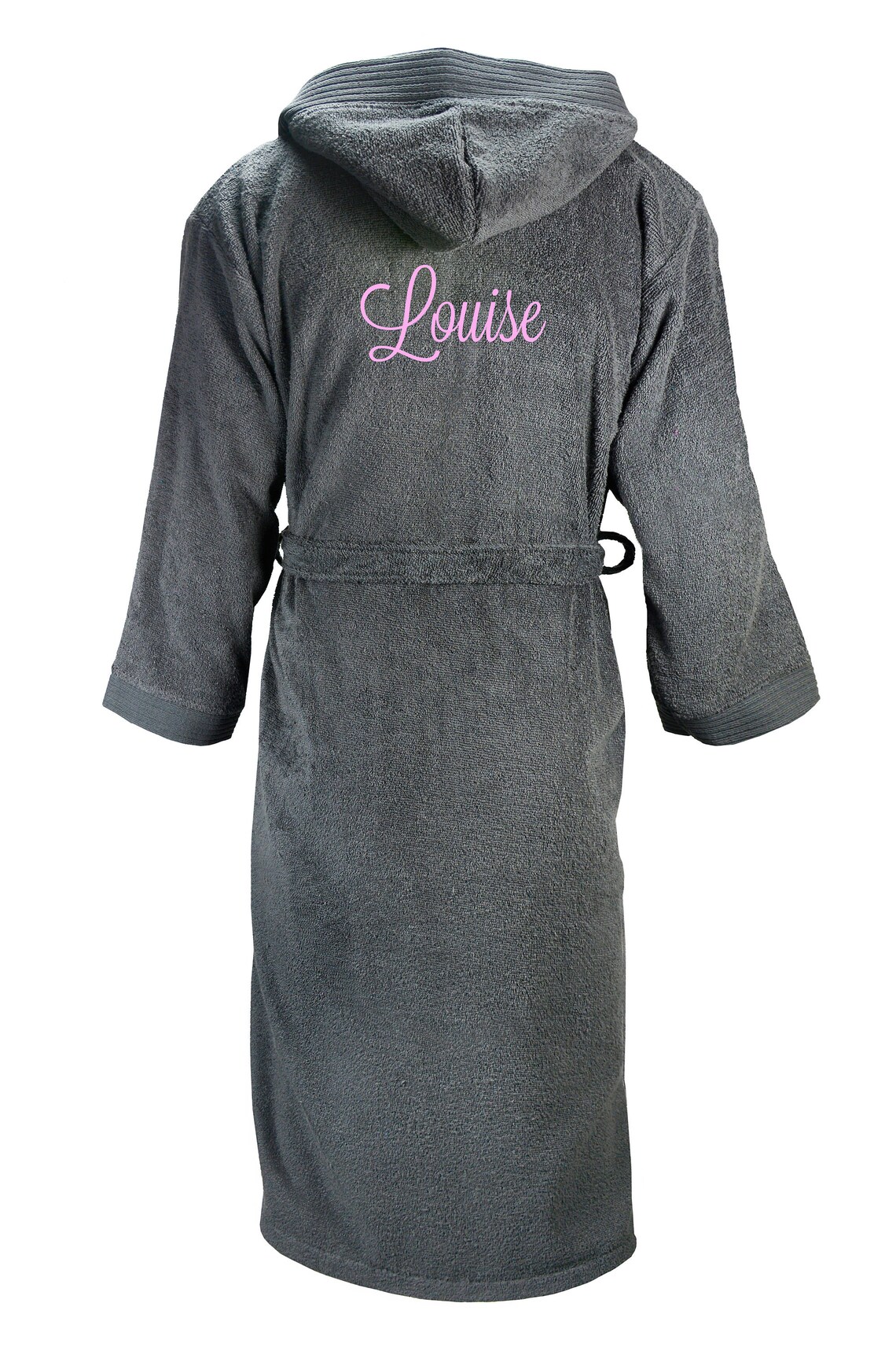 DARK GREY bathrobe with name embroidery in Lavanderia font Etsy