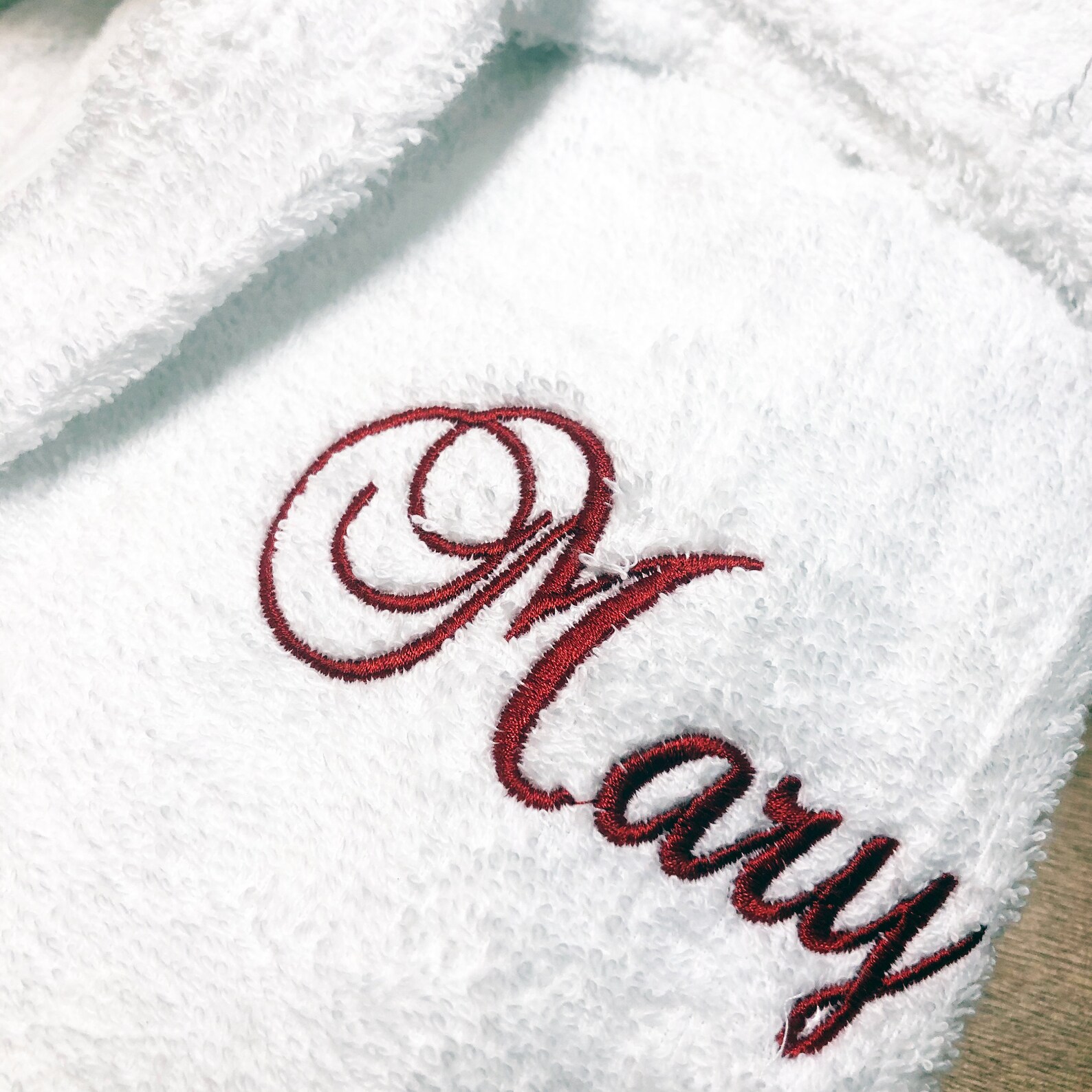 WHITE hooded bathrobe with name embroidery embroidered robe Etsy