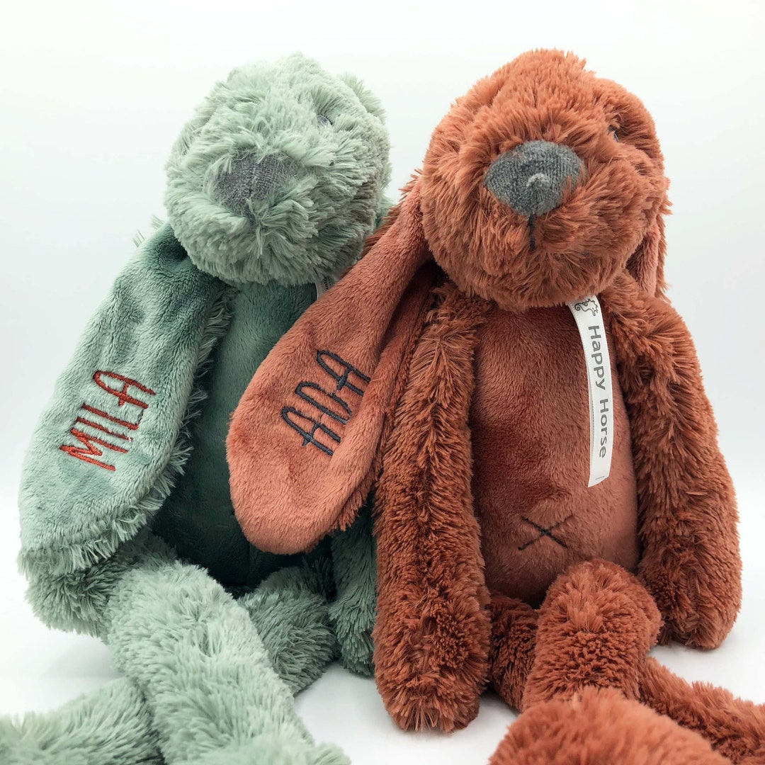 Personalized Baby Richie Rabbit Toy, Pink Baby Cuddle Bunny, Plush ...