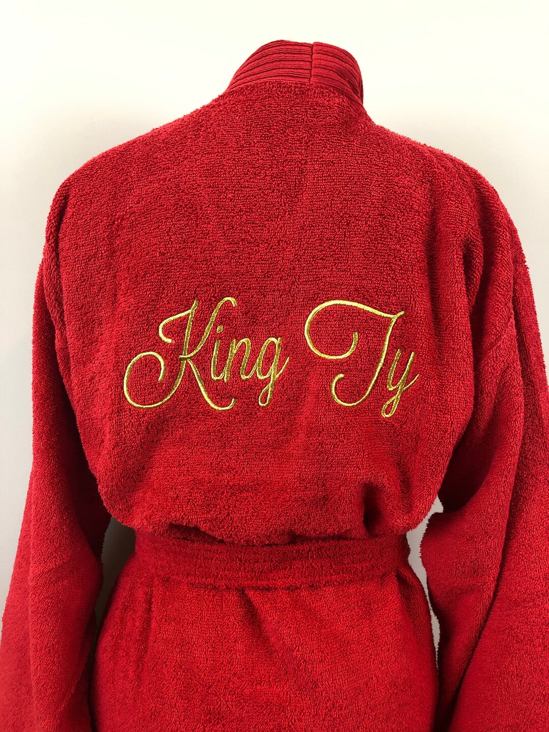 TERRY Bathrobe With Name Embroidery on the Back, Embroidered Robe