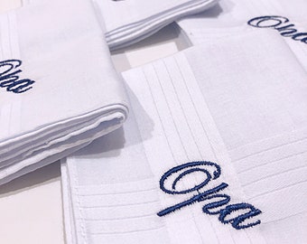 Embroidered handkerchiefs - handkerchiefs with name embroidery- white handkerchiefs with name