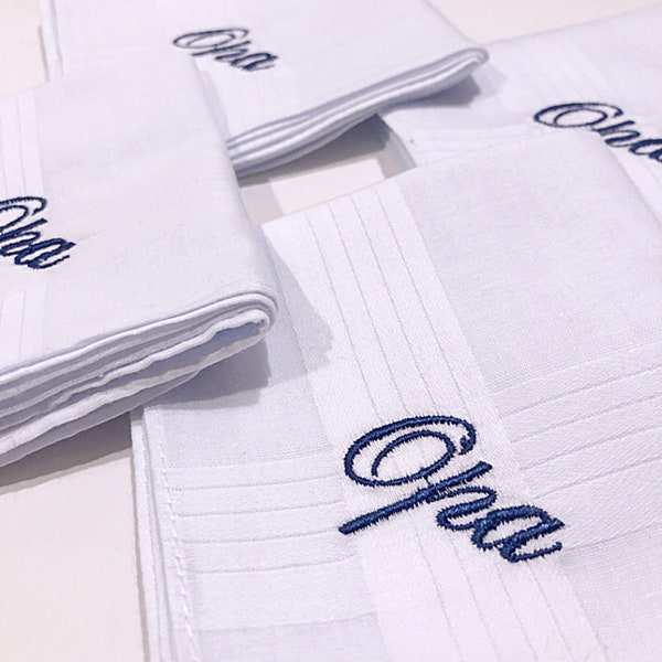 Geborduurde zakdoeken - zakdoeken met naamborduurwerk - witte zakdoeken met naam