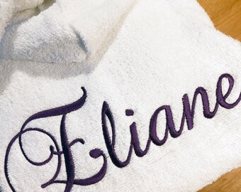 Hooded terry cotton bathrobe with name embroidery - embroidered dressing gown with hood - personalized dressing gown - personalized gift