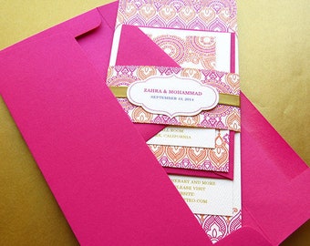 Indian Wedding Invitation. Henna Mehndi Invitation. Hindu Wedding Invitation. Moroccan theme Wedding. Pink and Gold Invitation – SAMPLE