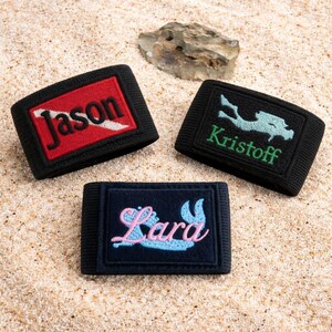Gepersonaliseerde naamplaatje scuba-bcd | Aangepaste ID-patch duikuitrusting | Geborduurd bandje met duiknaambordje | Cadeau voor duikers