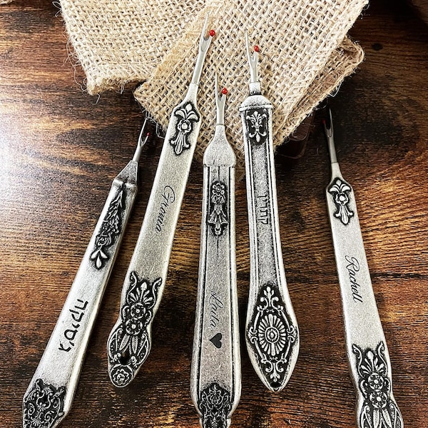 Personalisierter Vintage Nahtauftrenner | Name Nähwerkzeug für Schneider, Näherin oder Quilter | Geschenk für Mama oder Oma mit Gravur