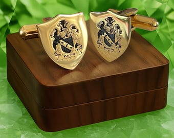 Personalisierte Crest Manschettenknöpfe | Individuelles Wappen oder Logo Manschettenknöpfe mit Gravur | Universitätswappen Geschenk für Männer