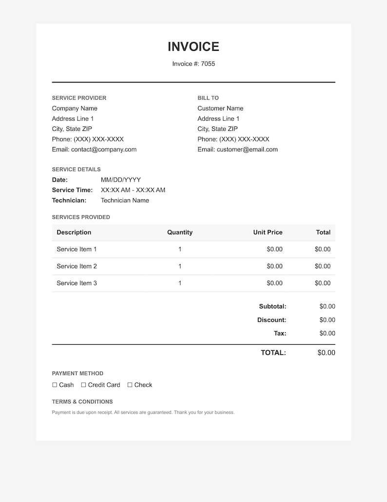 Professional Business Invoice With Disclaimer - Etsy