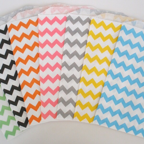 Chevron Stripe Bags, 20 Ct...Pick Your COLOR(S).....Chevron Design Paper Bags, Favor Bags...Wedding Favor Bags, Candy Buffet