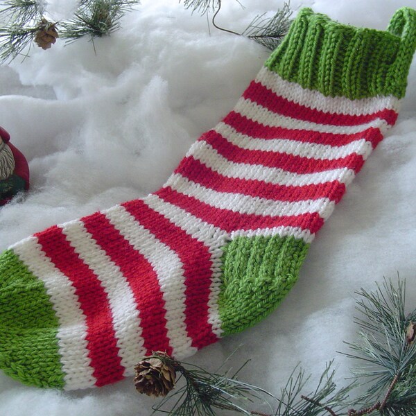 Christmas Stockings -  FUNKY STRIPES - Hand Knit Using a Great Yarn with a Beautiful Sheen to it...SPecial