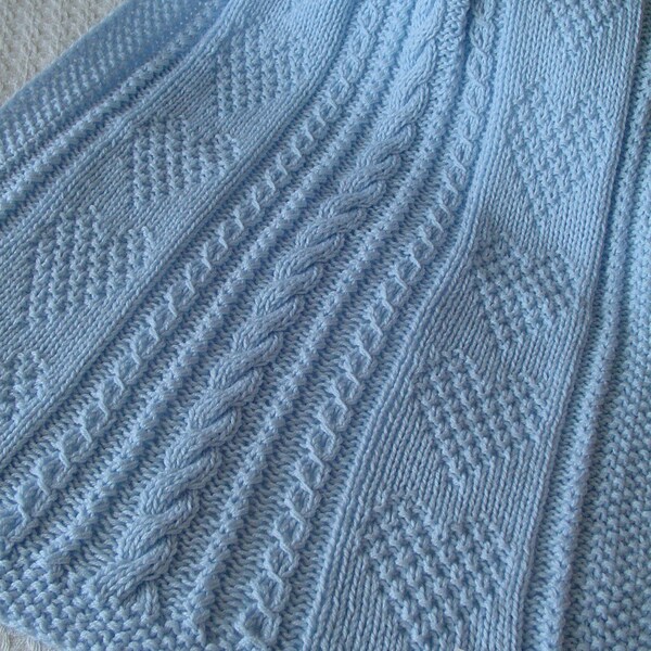 Baby Blanket #5*, Blue Baby Blanket, Handknit Baby Afghan, Handmade Blanket, Nursery Decor, Lots of Pattern Baby Blanket, Collectible