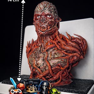 Figura del cattivo Vecna dipinta a mano / Statua ispirata al mostro fantasy / Oggetto da collezione stampato in 3D