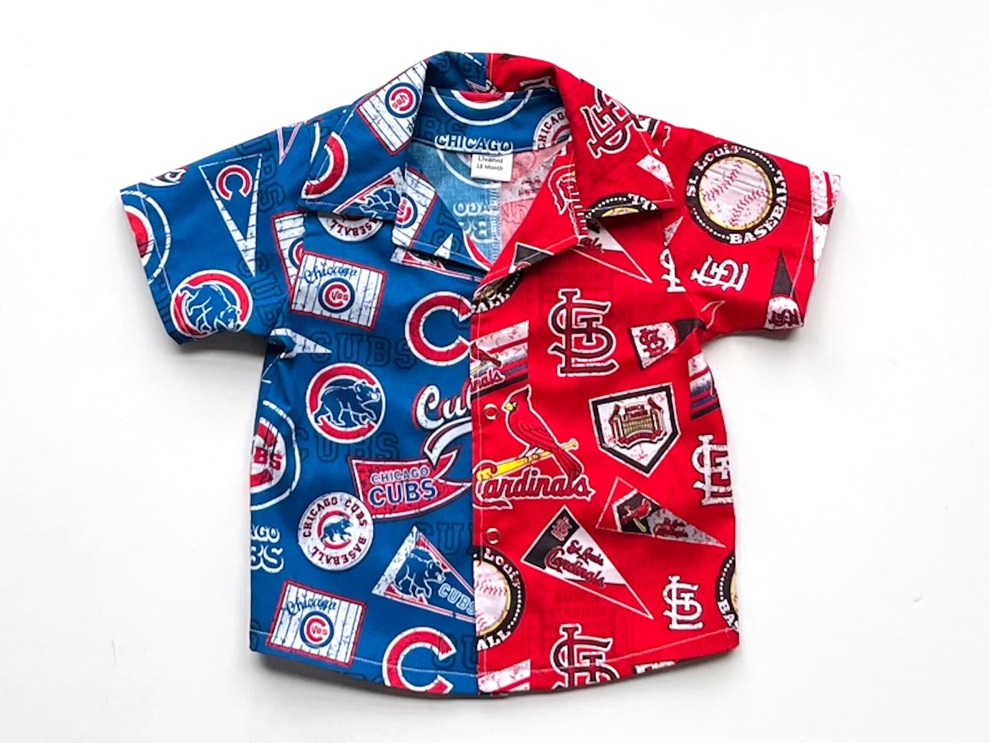 Boy's Cubs/Cardinals Shirt, MLB Chicago/St Louis House Divided Button Down Shirt, Major League Baseball, Boys Baseball Shirt, Toddler Shirt