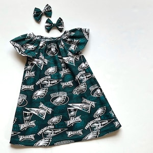 Philadelphia Eagles Dress, NFL Eagles Dress,  Football Dress, Toddler Dress, Matching Hairbow