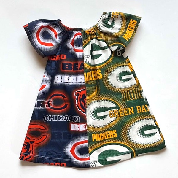 Chicago Bears / Green Bay Packers Dress, NFL Dress, Girls Football Dress, House Divided Dress, Bears and Packers Dress