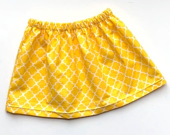 Girls Yellow Skirt, Toddler Skirt, Yellow and White Lattice, Closeout Clothing