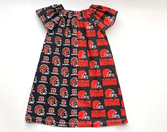 Cleveland Browns / Cincinnati Bengals Dress, NFL Dress, Girls Football Dress,  House Divided Dress, Browns and Bengals Dress - Etsy