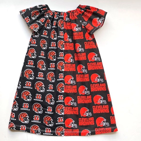 Cleveland Browns / Cincinnati Bengals Dress, NFL Dress, Girls Football Dress, House Divided Dress, Browns and Bengals Dress