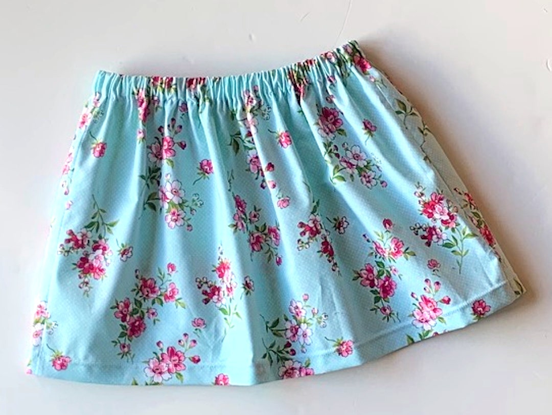 Girls Floral Skirt Blue and Pink Floral Closeout Clothing Etsy