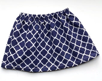 Girls Navy Skirt, Toddler Skirt, Blue and White Lattice, Closeout Clothing