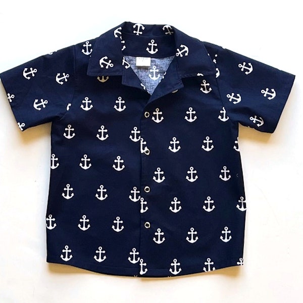 Boy's Anchor Shirt, Button Down Shirt, Cruise Shirt, Coming Home Shirt, Toddler Shirt