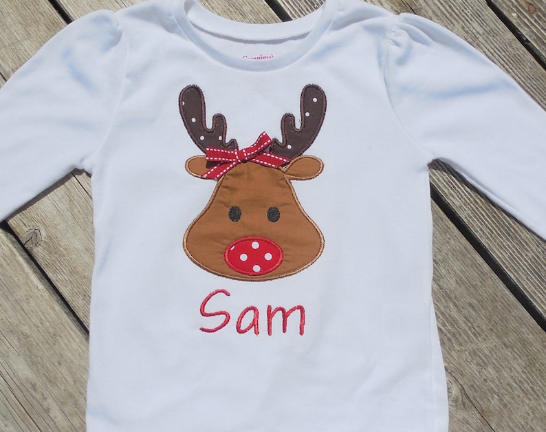 Girl/'s Toddlers Skirt and Shirt Christmas Outfit Red Polka Dot Skirt with Reindeer Applique Shirt