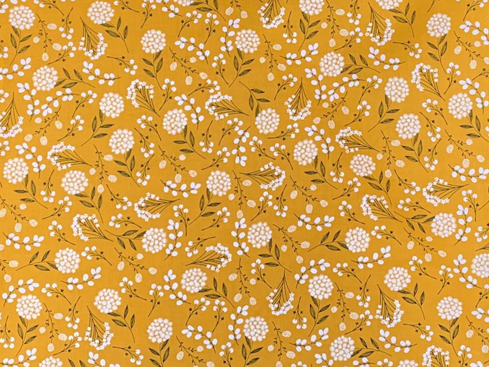Mustard Woodland Fabric 100 Cotton Fabric Yellow Floral Etsy