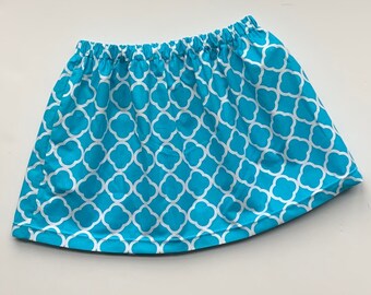 Girls Aqua Skirt, Toddler Skirt, Quatrefoil, Closeout Clothing