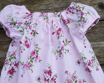 Girl's Infants Toddlers Light Pink Shabby Chic Floral Peasant Dress - Family Pictures - Photo Shoot