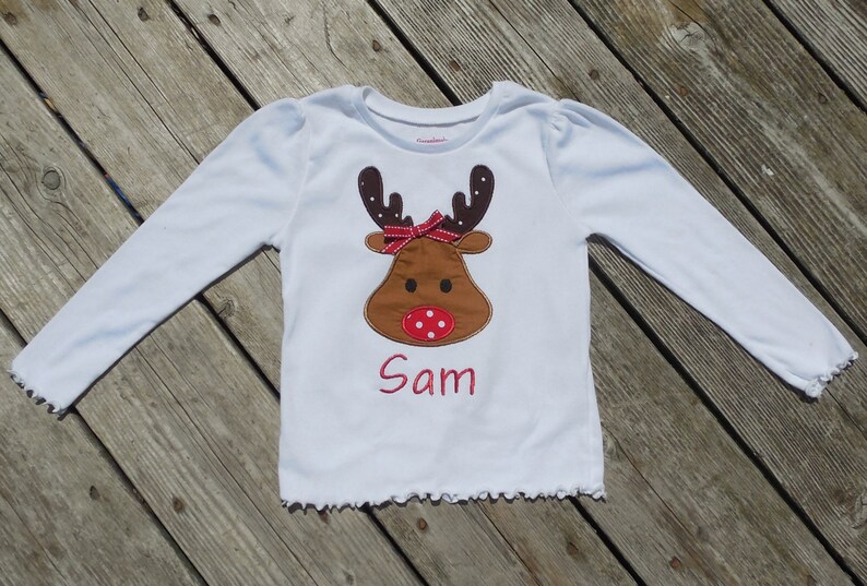 Girl/'s Toddlers Skirt and Shirt Christmas Outfit Red Polka Dot Skirt with Reindeer Applique Shirt