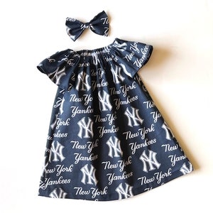 NY Yankees Kleid, MLB Yankees Kleid, Major League Baseball, Mädchen Baseball Kleid, Kleinkind Kleid, passende Haarschleife