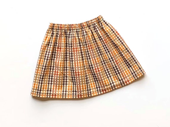 Girls Brown Plaid Skirt, Brown Harvest Check Skirt, Toddler Skirt