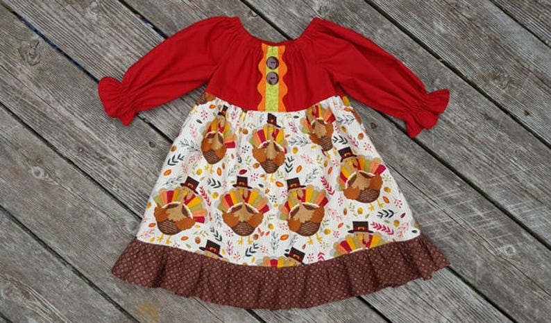 In Stock Size 18 month Ready To Ship Girl/'s Thanksgiving Dress Thanksgiving Clothing Girls Turkey Dress