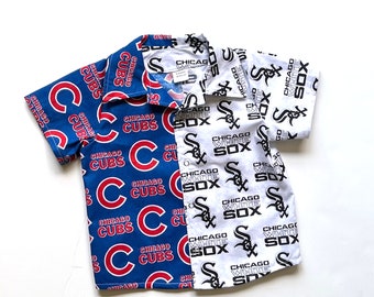 Boy's Cubs Sox Shirt, MLB Cubs/Sox House Divided Button Down Shirt, Major League Baseball, Boys Baseball Shirt, Toddler Shirt