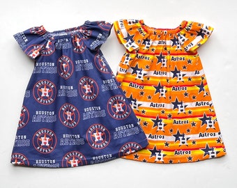 Girl's Houston Astros Dress, MLB Astros Dress, Major League Baseball, Girls Baseball Dress, Infant Dress, Toddler Dress