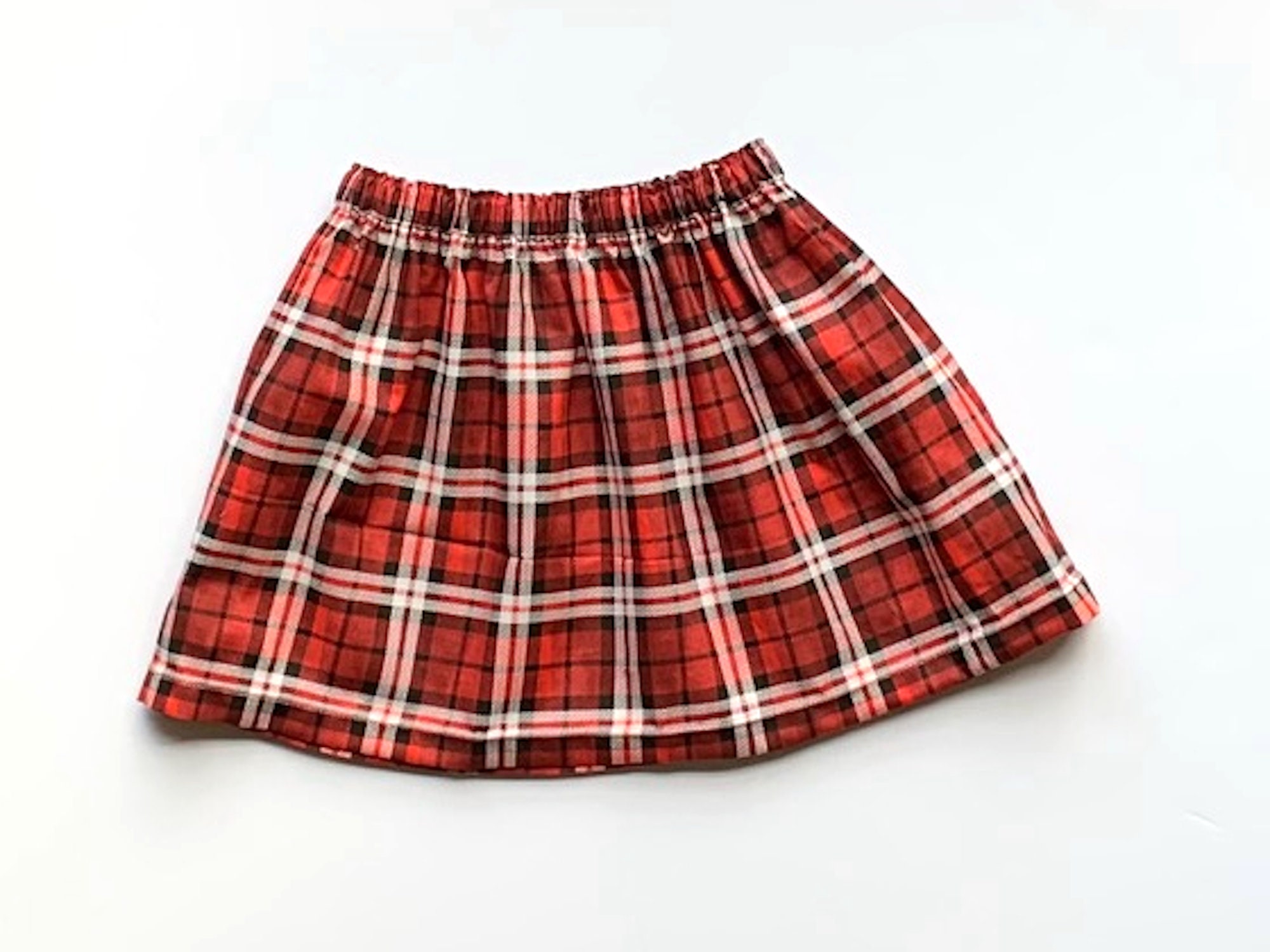 Plaid skirt top red and white