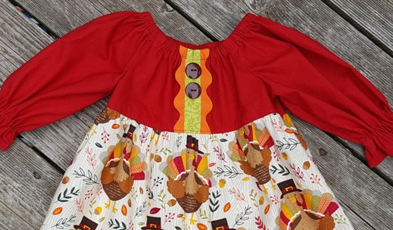 In Stock Size 18 month Ready To Ship Girl/'s Thanksgiving Dress Thanksgiving Clothing Girls Turkey Dress