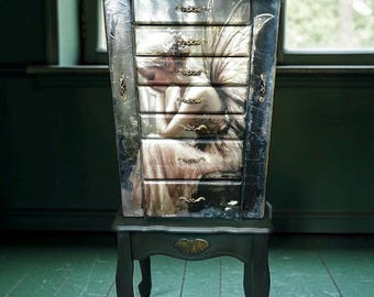 Whimsical dark green Fairy Jewelry Chest