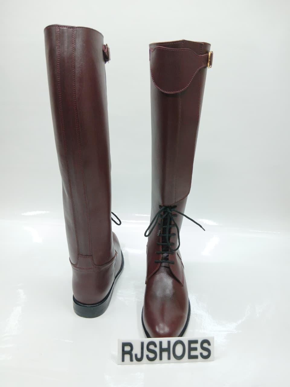 Handmade Brown Leather Tall Boots for Men Lace up Custom Riding Boots ...