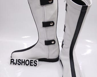 Botas de lucha libre de cuero personalizadas, calzado deportivo blanco con logotipo.