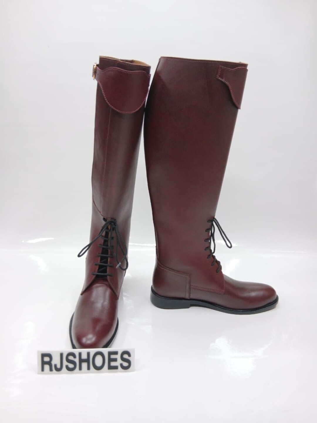Handmade Brown Leather Tall Boots for Men Lace up Custom Riding Boots ...