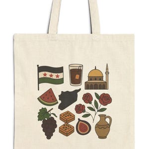 Syria Tote Bag, Cultural Heritage Design, Syrian Bag, Aesthetic Middle Eastern Art Tote, Eco-Friendly Canvas Shopping Bag, Arabic Gift