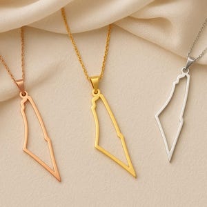 Palestinakartahalsband | Guld-, silver- och roséguldhänge | Minimalistiska smycken från Mellanöstern | Palestinapresent för män och kvinnor
