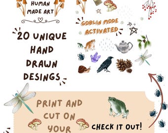 Libro de pegatinas de otoño para imprimir • Pegatinas de otoño ilustradas a mano • Descarga digital para diarios, agendas y álbumes de recortes