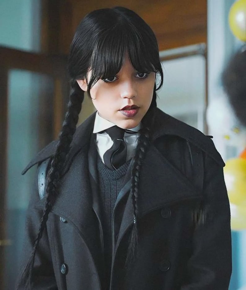 Gabardina larga de lana auténtica de Jenna Ortega, hecha a mano, de Wednesday Addams imagen 13