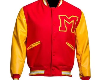Handmade Michael Jackson Thriller Red and Yellow Letterman Varsity Jacket Gift for Him Her