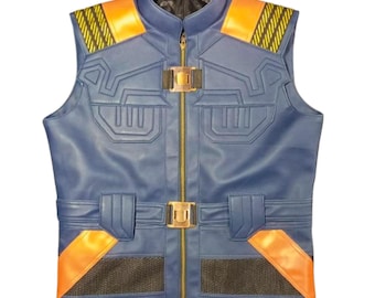 Handmade Movie Inspired Black Panther Killmonger Faux Leather Costume Vest for Men and Women